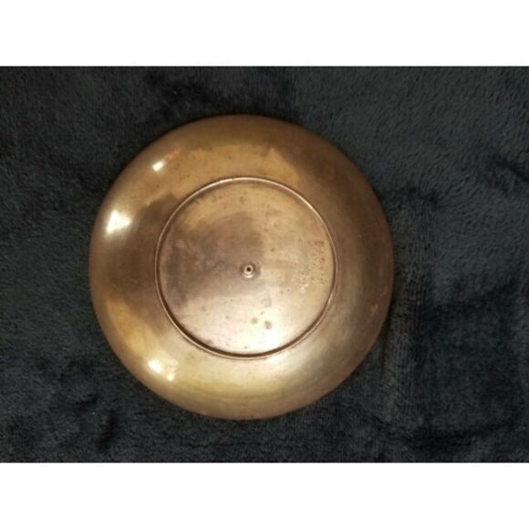 VINTAGE INDIA SOLID BRASS ROUND SHALLOW BOWL ENGRAVED  - Picture 5 of 6